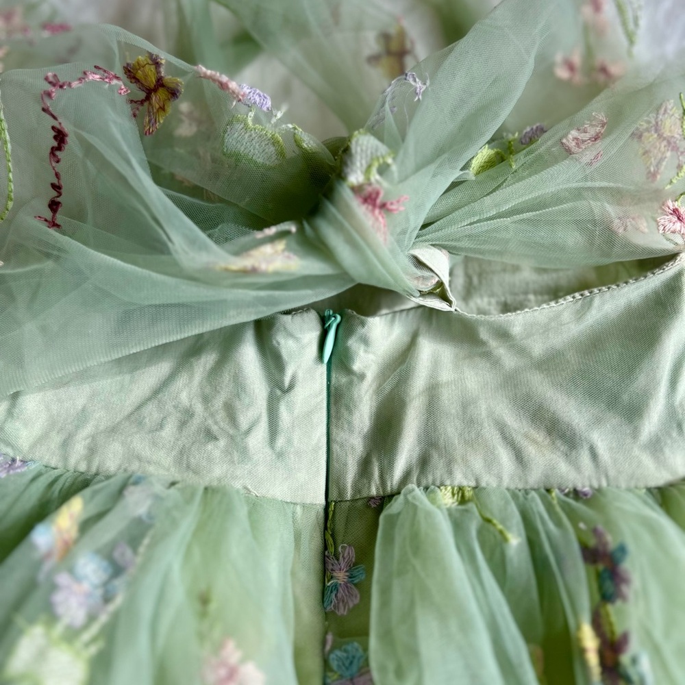 Arabella and Rose Sugar Plum Forest Green Tulle Romper Dress ~Size 1 (12 months) - Picture 5 of 6